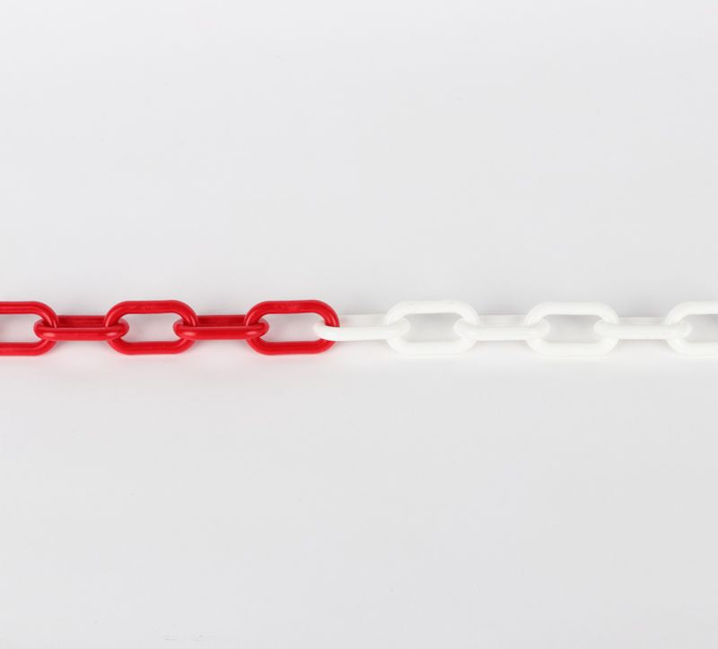 Rød / hvid - 25 meter, 6 mm kæde for metalkædestander