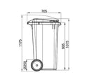 190 liter affaldsbeholder med gummihjul på Ø 250 mm - Grøn eller Grå
