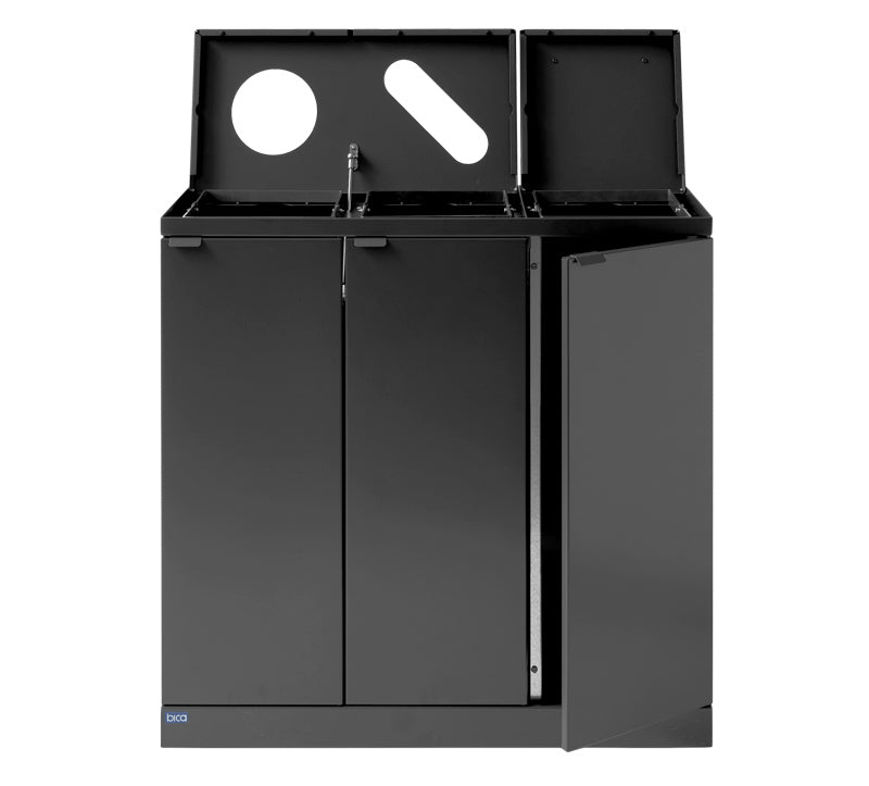 Kraftig indendørs affaldsbeholder 875 med løftelåg/formede indkast 3 x 65 Liter
