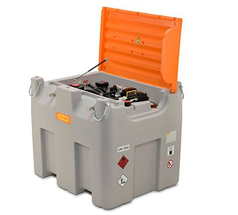 Cemo Mobile diesel tankanlæg - 980 liter - 230 V pumpe og låg