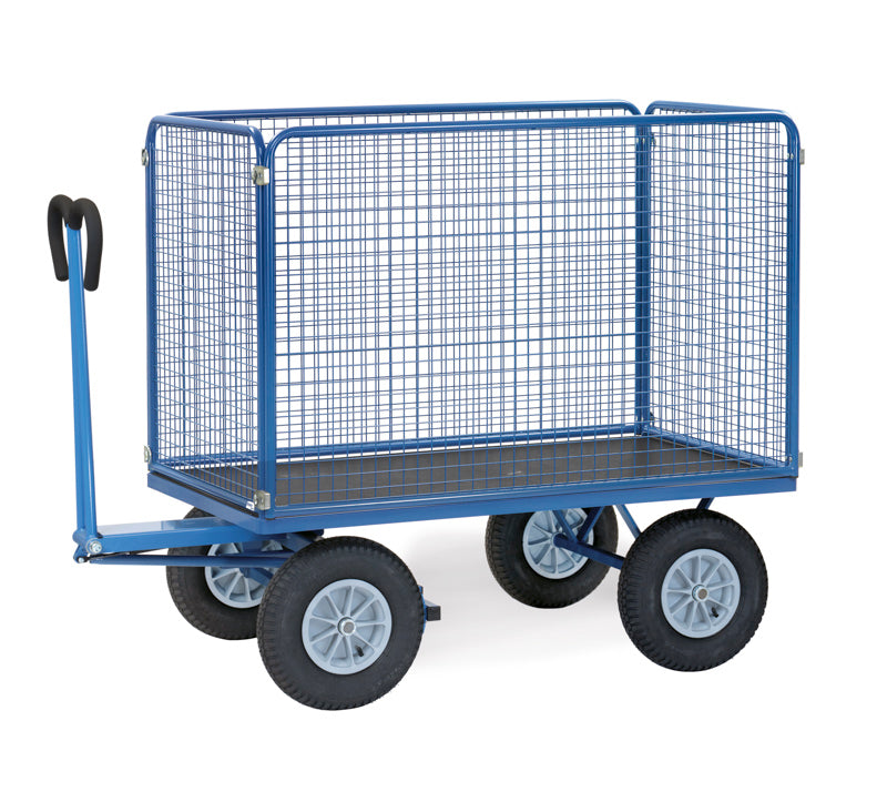 Ladvogn med gittersider - høj - Massiv hjul