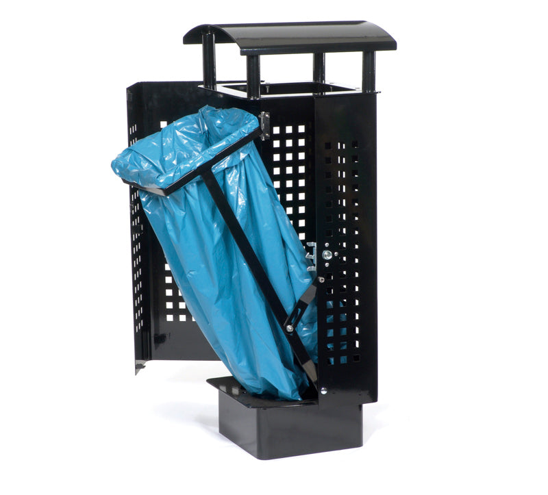 Affaldsbeholder med tag 60 Liter - Galvaniseret & lakeret grå