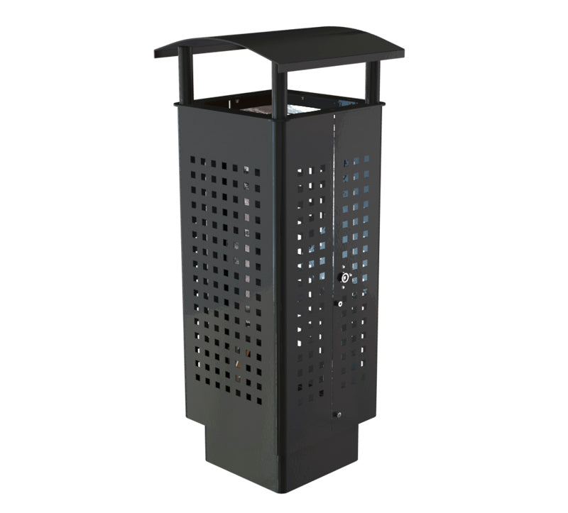 Affaldsbeholder med tag 60 Liter - Galvaniseret & lakeret grå