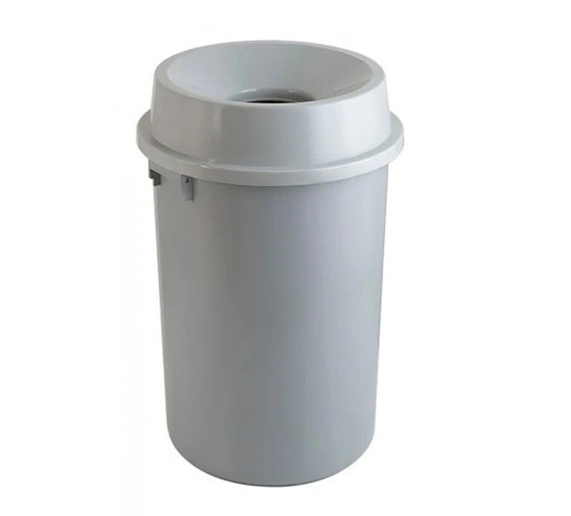 Rund plast beholder 60 Liter inkl. tragtlåg - Grå