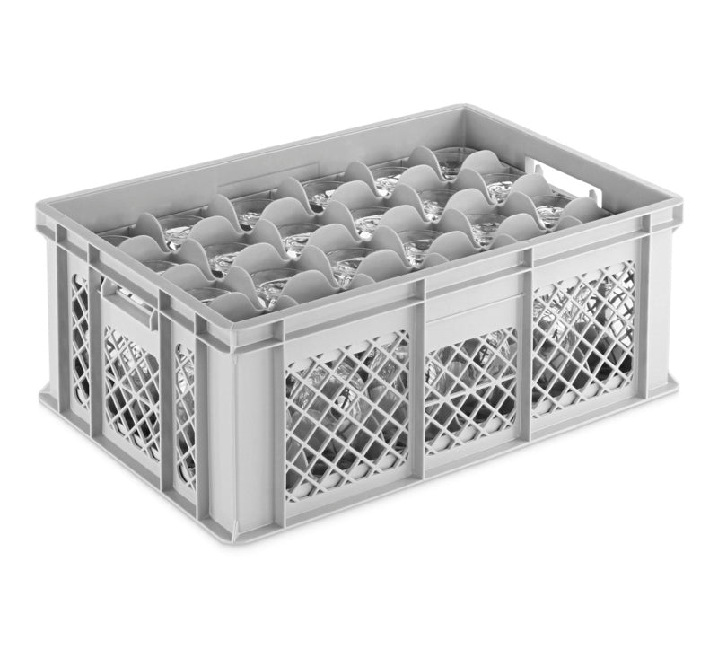 Perforerede kasse til glas - 47 Liter stabelbar - 600 x 400 x 240H mm