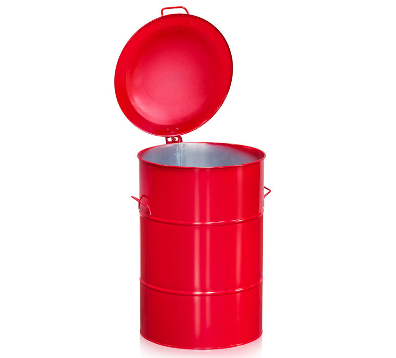 Metal affaldsbeholder - 160 liter - Galvaniseret/Rød