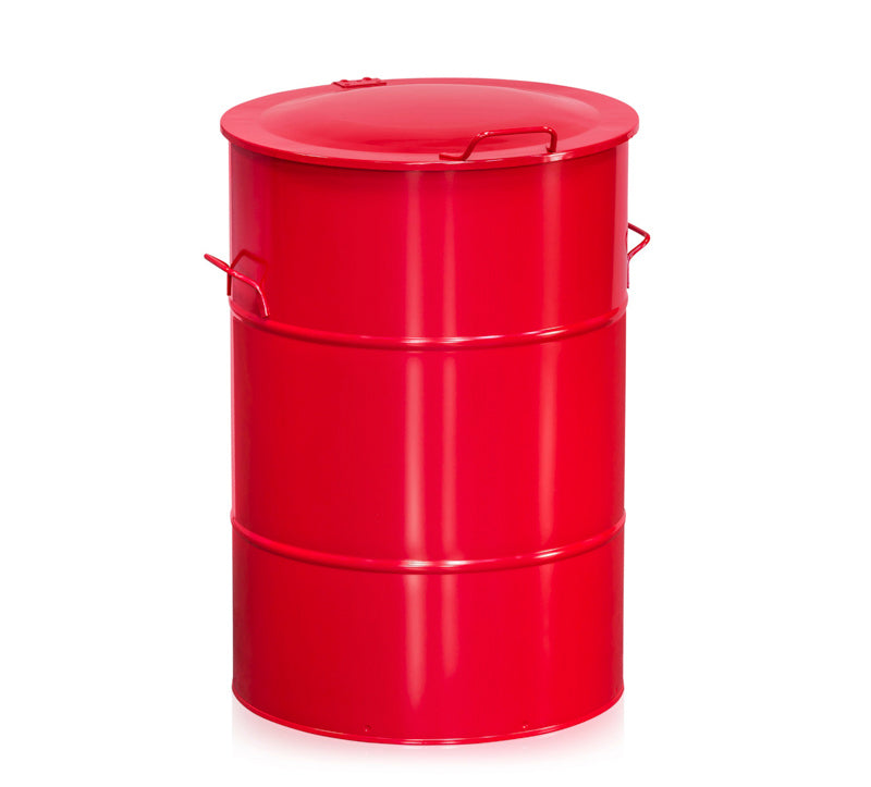Metal affaldsbeholder - 160 liter - Galvaniseret/Rød