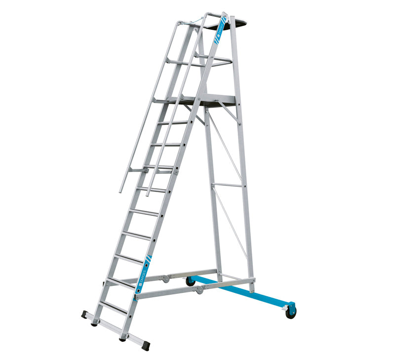 Platformstige med hjul Z600 - alu, Prof 2HF - 10 trin - 2600H mm - Zarges