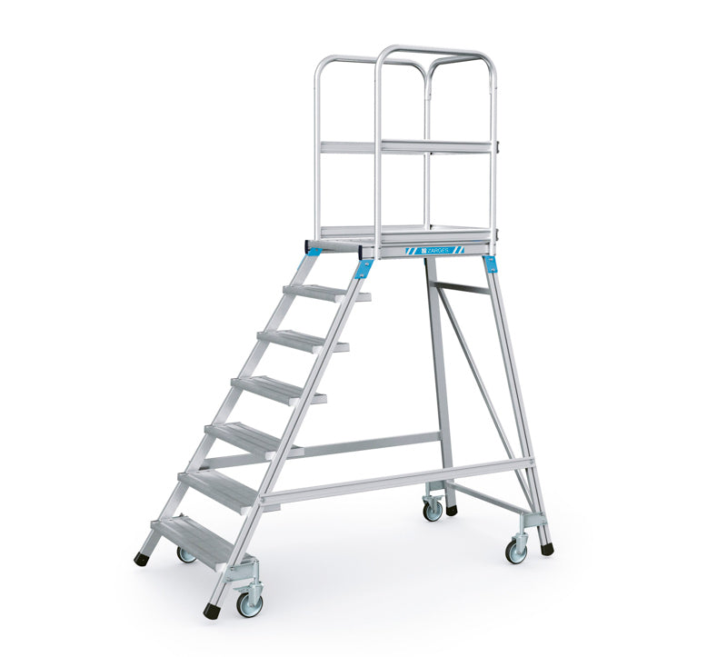 Platformstrappe, enkeltsidet - Z600 - alu, Prof 2HF - 7 trin - 1680H mm - Zarges