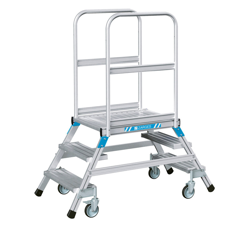 Platformstrappe, dobbeltsidet - Z600 - alu, Prof 2HF - 3 trin - 720H mm - Zarges