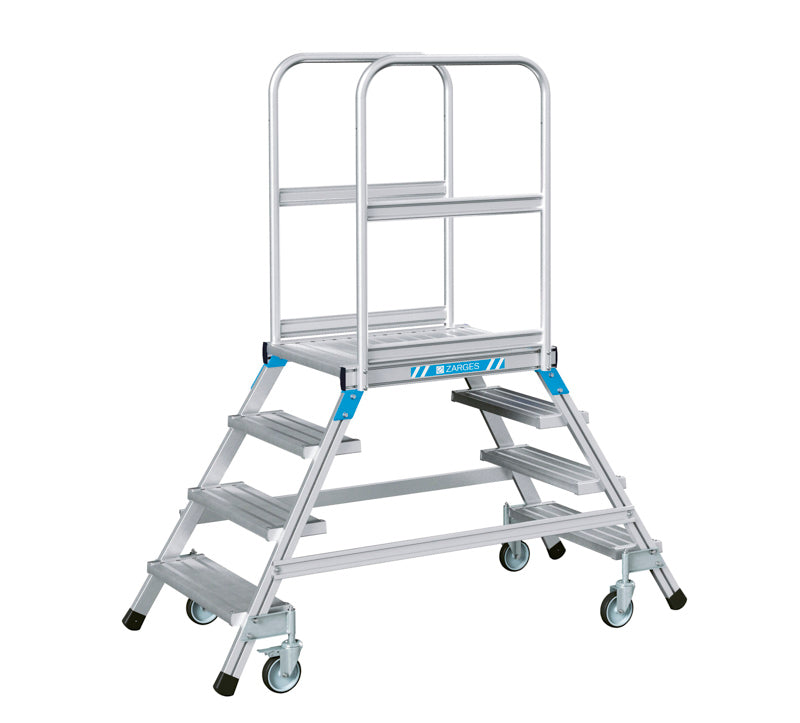 Platformstrappe, dobbeltsidet - Z600 - alu, Prof 2HF - 4 trin - 960H mm - Zarges