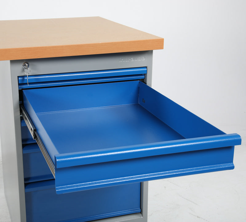 Stål bordplade - Filebænk inkl. Skuffeskab 2000 x 800 mm