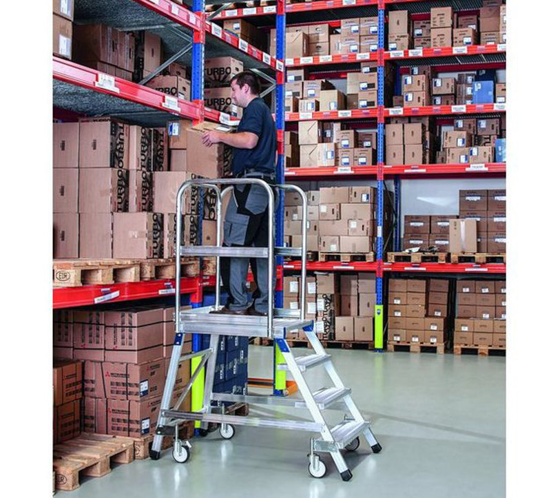 7 trin - 1680H mm - Platformstrappe, enkeltsidet - Z600 - alu, Prof 2HF