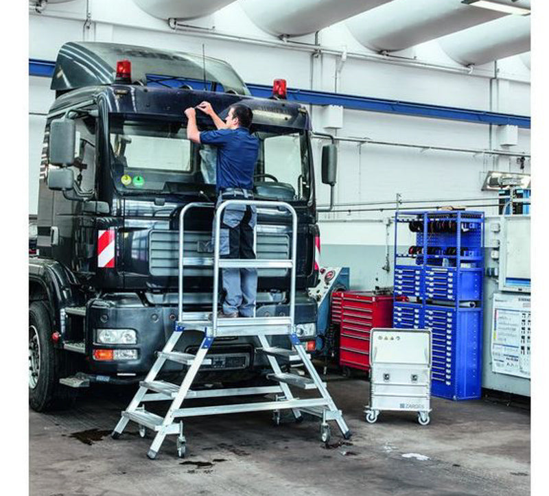 5 trin - 1200H mm - Platformstrappe, dobbeltsidet - Z600 - alu, Prof 2HF