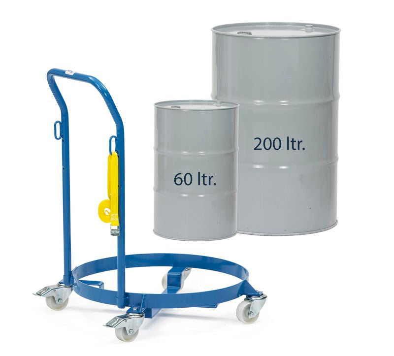 Fetra - Tromlevogne for 60/200 liter stående tromler inkl. skubbehåndtag
