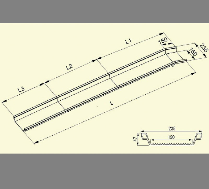2500 mm Altec ABS Læssekinner - 400 kg
