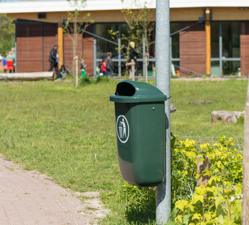 Grøn Affaldskurv 50 liter komplet med låg og beslag
