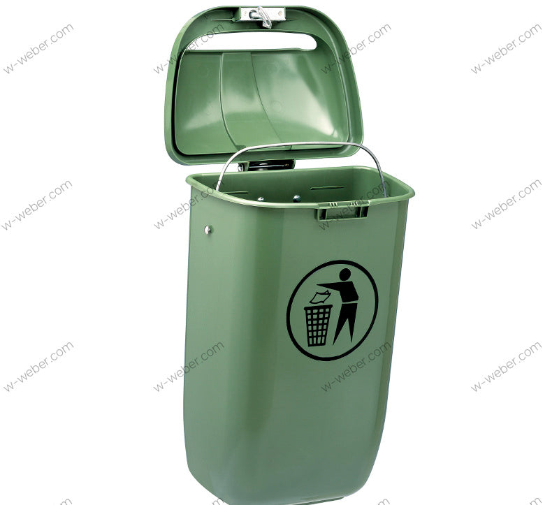 Grøn Affaldskurv 50 liter komplet med låg og beslag