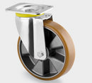 Transporthjul, polyurethan, 200 mm - Drejehjul plade mont.