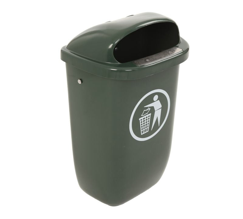 Grøn Affaldskurv 50 liter komplet med låg og beslag