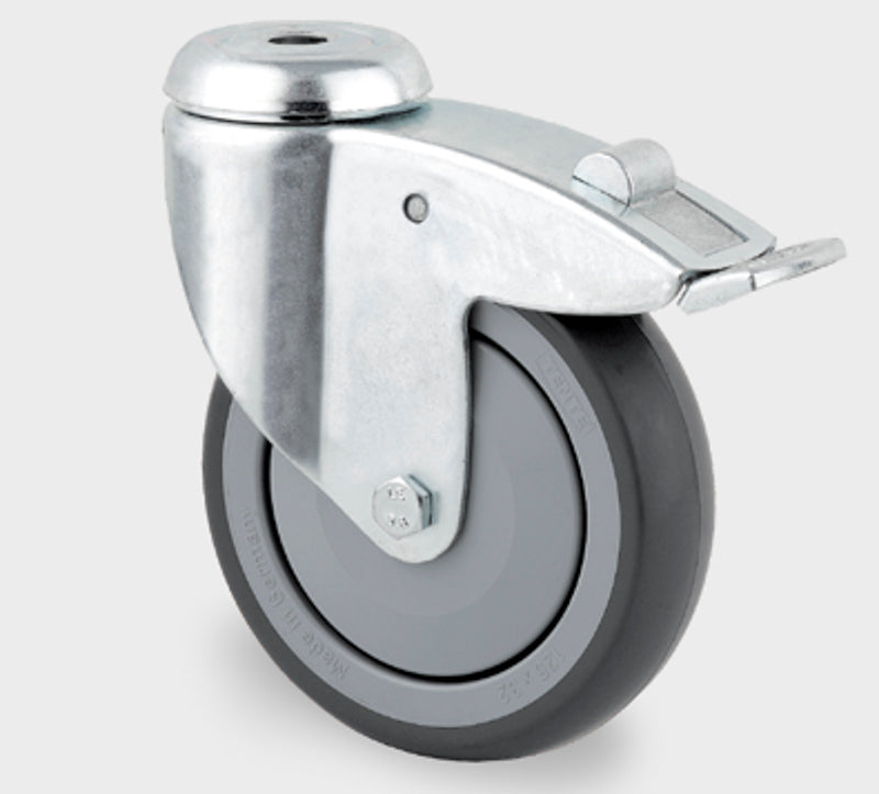 Apparathjul 125 mm - Drejebremsehjul bolt mont.