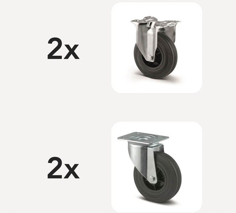 Ombygnings hjulsæt 100 mm fra Nylon til Massicgummi - Kongamek