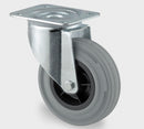 Transporthjul, gummi, 160 mm - Drejehjul plade mont.