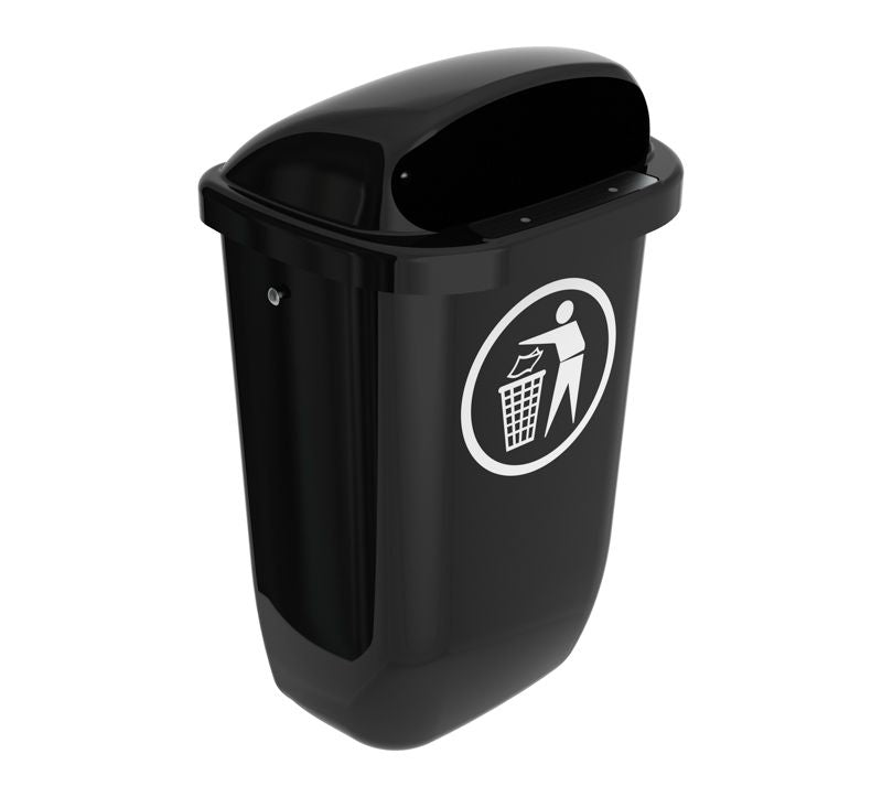Antracit Affaldskurv 50 liter komplet med låg og beslag 