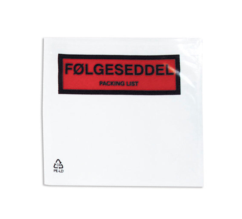 220 x 120 mm - Følgeseddel lomme