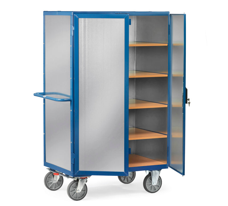 Kassevogn stålsider + døre med cylinderlås - 1000 x 680 mm