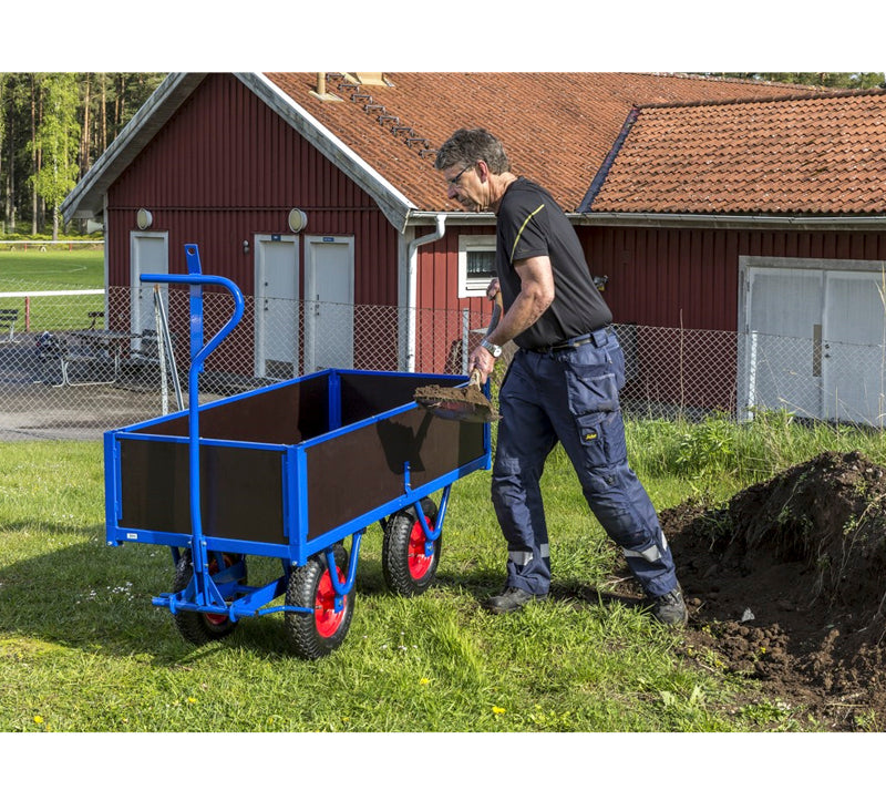 Ladvogn med 4 træsider 2000 x 1000 mm - Luftgummi hjul