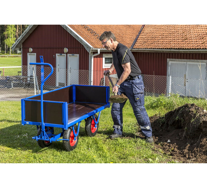 Ladvogn med 4 træsider 2000 x 1000 mm - Luftgummi hjul