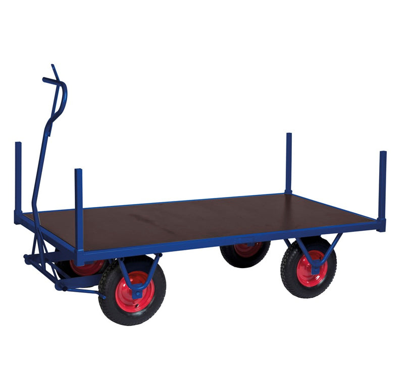 Ladvogn med 4 hjørnestopler 2000 x 1000 mm - Luftgummi hjul