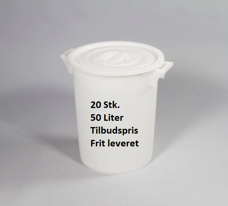 Plast affaldsbeholder - 50 liter - hvid