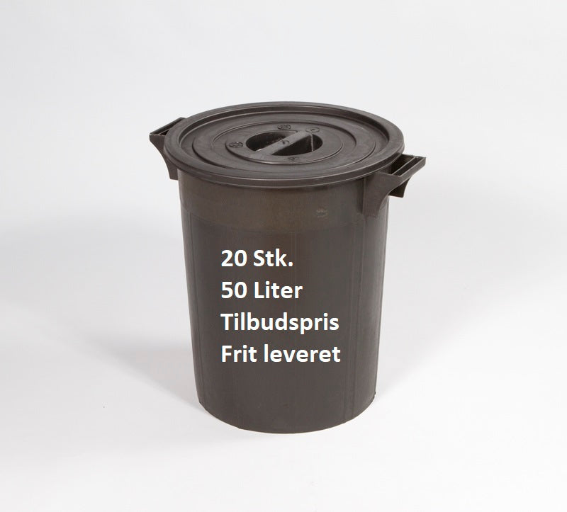 Plast affaldsbeholder - 50 liter - sort