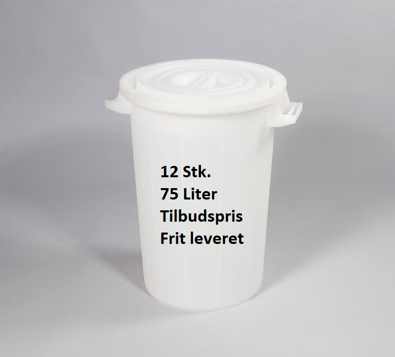 Plast affaldsbeholder - 75 liter - hvid