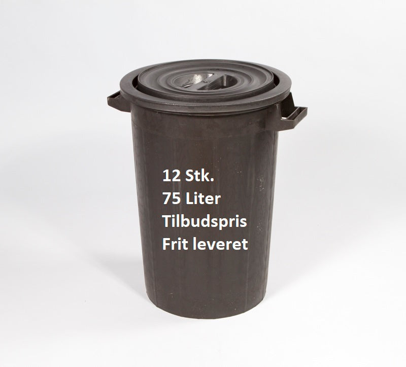 Plast affaldsbeholder - 75 liter - sort
