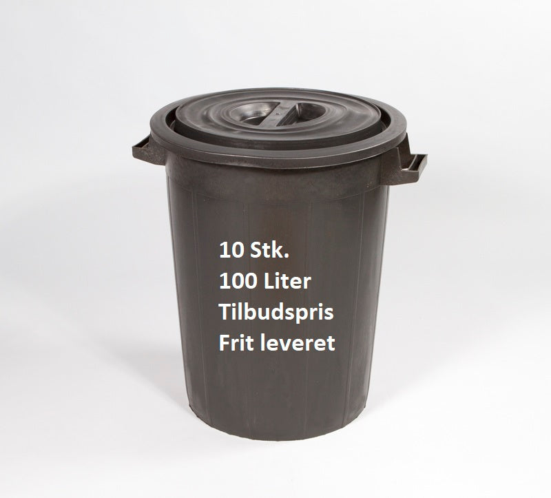 Plast affaldsbeholder - 100 liter - sort