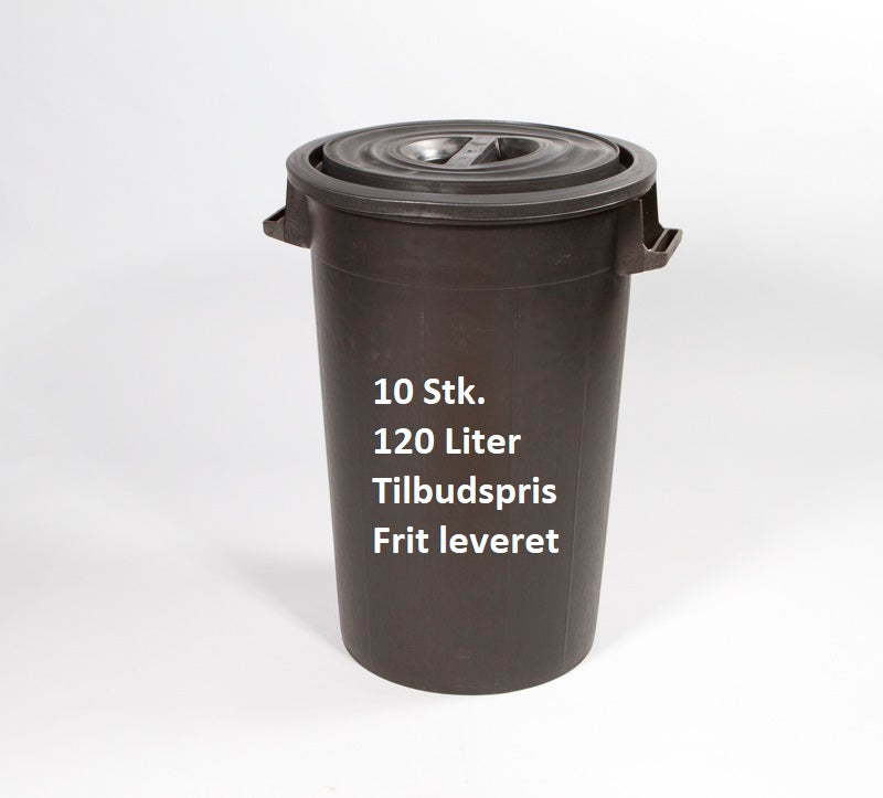 Plast affaldsbeholder - 120 liter - sort