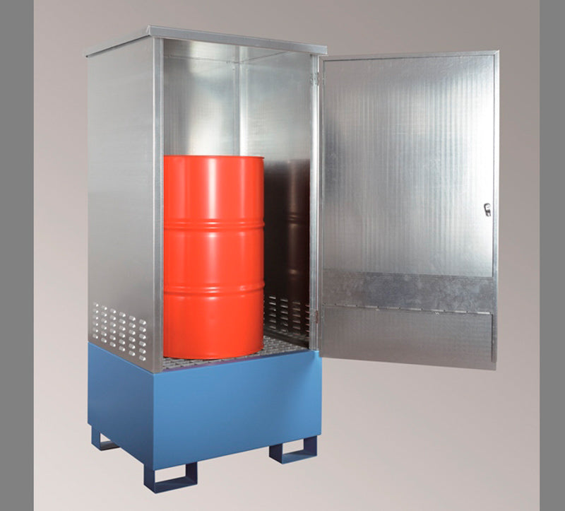 1 x 220 liters stabelbur med opsamlingskar - lakeret/galv.