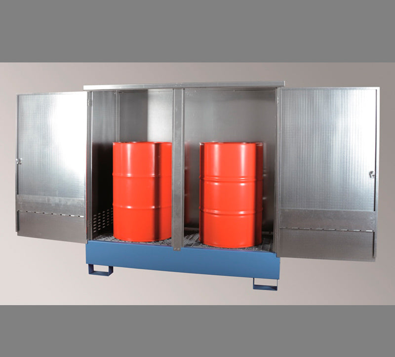 2 x 220 liters stabelbur med opsamlingskar - lakeret/galv.