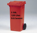5 stk. Plast skraldespand 120 Liter