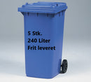 5 stk. Plast skraldespand 240 Liter