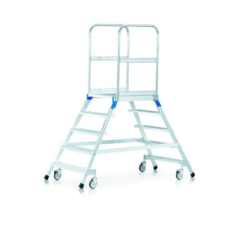 5 trin - 1200H mm - Platformstrappe, dobbeltsidet - Z600 - alu, Prof 2HF