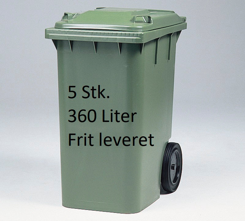 5 stk. Plast skraldespand 360 L