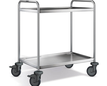 Rullebord - 900 x 600 mm - rustfri - 2 etager Blanco