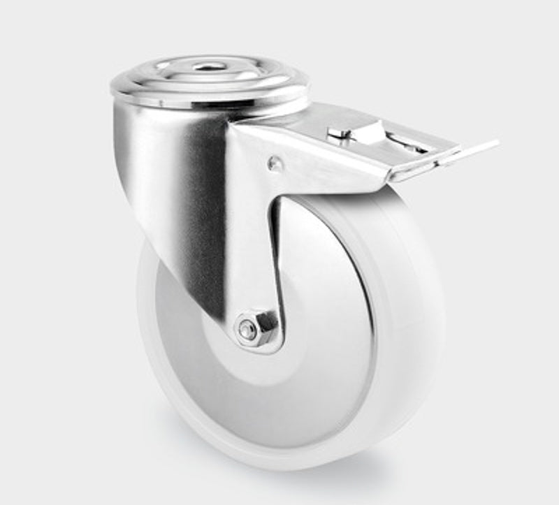 Transporthjul, nylon, 100 mm - Drejebremsehjul bolt mont.