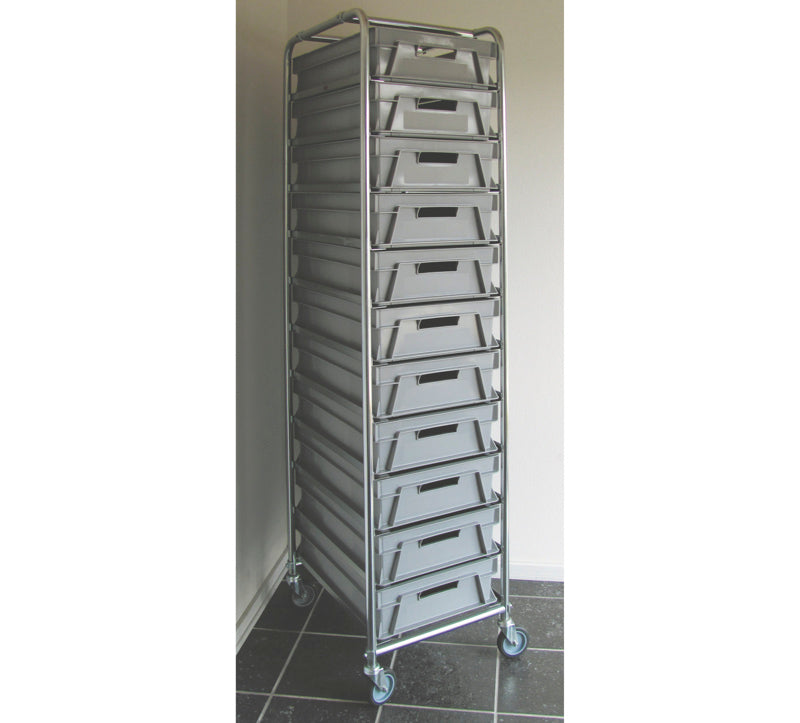 Kassevogne med 11 kasser 600 x 400 x 130H mm - Kongamek 