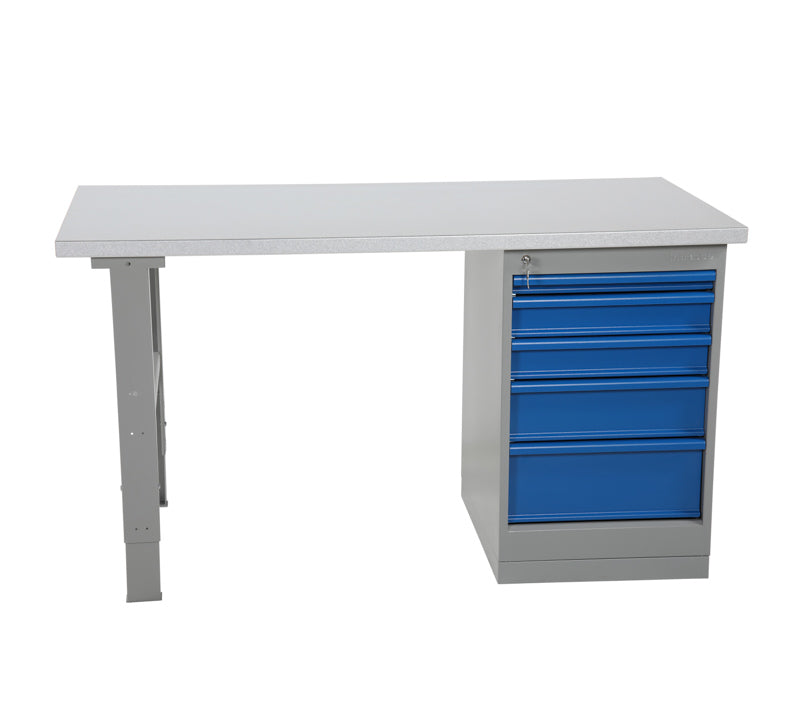 Stål bordplade - Filebænk inkl. skuffeskab 1600 x 800 mm